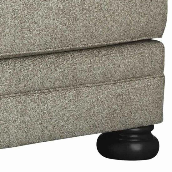 Flash Sale ✨ Benzara Transitional Wooden Polyester Upholstered Ottoman With Bun Feet, Beige 🎁 4 Flash Sale ✨ Benzara Transitional Wooden Polyester Upholstered Ottoman With Bun Feet, Beige 🎁 - Image 2