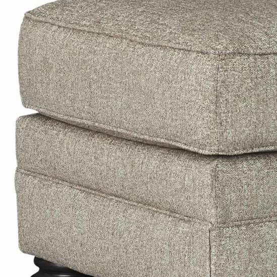 Flash Sale ✨ Benzara Transitional Wooden Polyester Upholstered Ottoman With Bun Feet, Beige 🎁 6 Flash Sale ✨ Benzara Transitional Wooden Polyester Upholstered Ottoman With Bun Feet, Beige 🎁 - Image 4