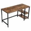Promo ⌛ Benzara Ann 55 Inch Office Writing Computer Desk, Rustic, 2 Shelves, Steel, Brown 😉 -Benzara Sales Store unnamed file 3139