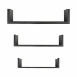 Hot Sale 💯 Benzara Danya B Floating 'U' Laminated Walnut Veneer Shelves (Set Of 3) ⌛