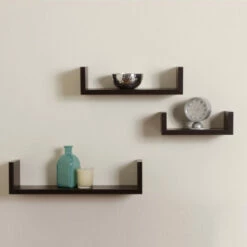 Hot Sale 💯 Benzara Danya B Floating 'U' Laminated Walnut Veneer Shelves (Set Of 3) ⌛ -Benzara Sales Store unnamed file 3165