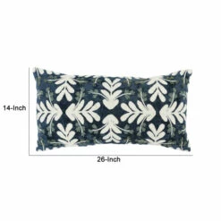 Best Sale ❤️ Benzara 14 X 26 Luxury Accent Throw Pillow, Floral, Rayon Velvet In Blue, White 🎉 -Benzara Sales Store unnamed file 3229