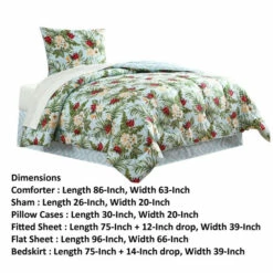 Outlet 🎉 Benzara Elia 6 Piece Polyester Twin Comforter Set, Tropical Design, Green, White 💯 -Benzara Sales Store unnamed file 3268