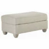 Best Pirce 👍 Benzara Transitional Polyester Upholstered Ottoman With Turned Legs, Gray 🥰