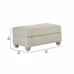Best Pirce 👍 Benzara Transitional Polyester Upholstered Ottoman With Turned Legs, Gray 🥰 -Benzara Sales Store unnamed file 3304