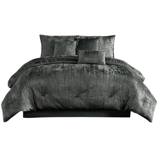 Best Sale ๐คฉ Benzara Jay 7 Piece King Comforter Set, Polyester Velvet, Deluxe Texture, Gray ๐ 3 Best Sale ๐คฉ Benzara Jay 7 Piece King Comforter Set, Polyester Velvet, Deluxe Texture, Gray ๐
