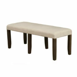 Best deal ⌛ Benzara Brian 51 Inch Acacia Wood Dining Bench, Polyester Upholstery, Brown, Beige 🤩