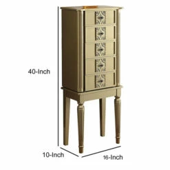 Promo 🥰 Benzara Wood Jewelry Armoire With 5 Drawers In Gold 🎉 -Benzara Sales Store unnamed file 3366