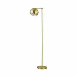 Cheapest 🥰 Benzara 60 Inch Modern Floor Lamp, Dome Shade, Round Metal Base, Brass 👍