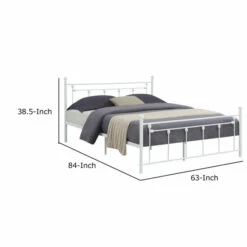 Outlet ❤️ Benzara Olly Modern Queen Size Bed Heavy Steel Metal Slatted Frame, Matte White 🤩 -Benzara Sales Store unnamed file 3484