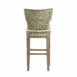 Hot Sale 🔔 Benzara 30 Inch Bar Chair, Wood Frame, Armless, Rattan Woven Seat, Classic, Gray 😀 -Benzara Sales Store unnamed file 3507