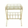 Deals ❤️ Benzara Tempting Metal & Glass Magazine Rack Accent Table, Gold 🔥 -Benzara Sales Store unnamed file 358