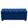 Best Sale 🔔 Benzara Velvet Upholstered Button Tufted Trunk With Lift Top Storage And Nail Head Accent Trim, Blue ✔️ -Benzara Sales Store unnamed file 3630