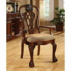 Discount 👍 Benzara George Town Traditional George Town Arm Chair, Set Of 2, Cherry Finish 🎉