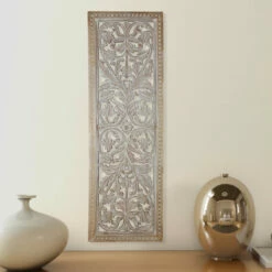 Hot Sale ๐ฅ Benzara Attractive Mango Wood Wall Panel Hand Crafted With Intricate Details, White ๐