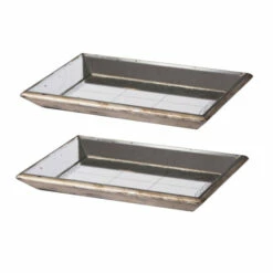 Cheap 🤩 Benzara Set Of 2 Serving Trays, Decorative, Vintage Mirrored Finish, Champagne 😍