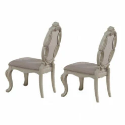 Best deal 🤩 Benzara Fabric Upholstered Wooden Side Chair With Button Tufted Back, White, Set Of Two 🤩