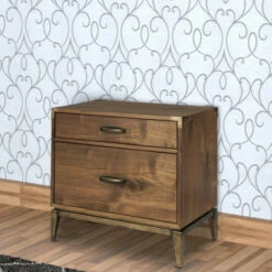 Flash Sale 😍 Benzara Wooden Nightstand With Two Drawers, Brown ✨ -Benzara Sales Store unnamed file 4055