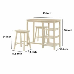 Buy 🧨 Benzara Spacious Counter Height Set, Off White, 3 Piece Pack ❤️ -Benzara Sales Store unnamed file 4086