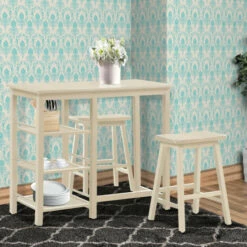 Buy 🧨 Benzara Spacious Counter Height Set, Off White, 3 Piece Pack ❤️ -Benzara Sales Store unnamed file 4087