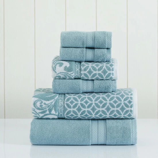 Best reviews of 🤩 Benzara Bev Modern 6 Piece Cotton Towel Set, Jacquard Filigree Pattern, Light Blue ✨ 4 Best reviews of 🤩 Benzara Bev Modern 6 Piece Cotton Towel Set, Jacquard Filigree Pattern, Light Blue ✨ - Image 2