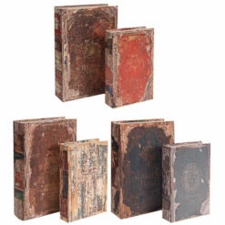 Promo 🛒 Benzara Set Of 6 Antique Distressed Book Boxes, Multicolor, 3 Assortment 🌟