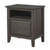 Discount 🔔 Benzara Wooden Nightstand With Two Drawers And One Shelf, Gray 🤩 -Benzara Sales Store unnamed file 4298