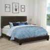 Best Sale 🎁 Benzara Brown Leather Upholstered King Size Platform Bed 🛒