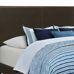 Best Sale 🎁 Benzara Brown Leather Upholstered King Size Platform Bed 🛒 -Benzara Sales Store unnamed file 444