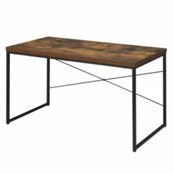 Best reviews of 💯 Benzara Rectangular Wooden Desk With Metal Base, Weathered Oak Brown And Black 🥰
