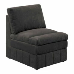 Best deal 👏 Benzara Luna 35 Inch Modular Armless Chair, 3 Layer Plush Cushion Seat, Dark Gray ❤️
