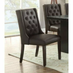 Hot Sale ๐ Benzara Button Tufted Royal Dining Chair, Set Of 2, Dark Brown ๐งจ