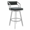 Best Pirce 👍 Benzara Blake 30 Inch Vegan Faux Leather Bar Stool, Swivel, Metal, Tufted, Gray 💯 -Benzara Sales Store unnamed file 461