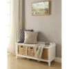 Cheap ✨ Benzara Rectangular Wooden Bench With Storage Basket, White ⭐