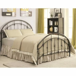 Best Pirce 👍 Benzara Metallic Full Size Bed With Double Arched Headboard & Footboard, Dark Bronze ✔️
