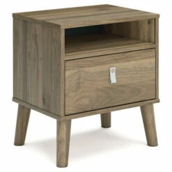 Discount ๐ฏ Benzara Luna 22 Inch Wood Nightstand, 1 Shelf, 1 Drawer, Rich Light Brown Finish ๐งจ
