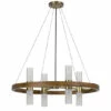Best reviews of 🛒 Benzara 32 Inch Dia. Chandelier, Round Outer Frame, 4 Frosted Glass Shades, Brass 🤩 -Benzara Sales Store unnamed file 4883