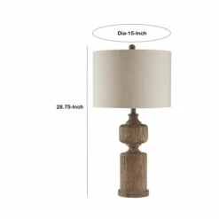 Best reviews of 🛒 Benzara Polyresin Table Lamp With Turned Base And Fabric Shade, Brown And Off White 🎁 -Benzara Sales Store unnamed file 4960