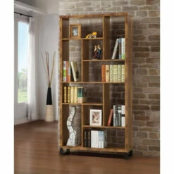 Top 10 ๐ฅฐ Benzara Metal And Wood Modern Style Bookcase With Multiple Shelves, Brown ๐