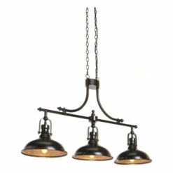 Coupon 👏 Benzara 3 Light Fixture Metal Pendant Light With Barn Shade, Bronze ⭐
