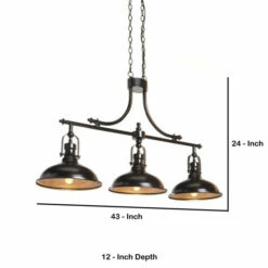 Coupon 👏 Benzara 3 Light Fixture Metal Pendant Light With Barn Shade, Bronze ⭐ -Benzara Sales Store unnamed file 5321