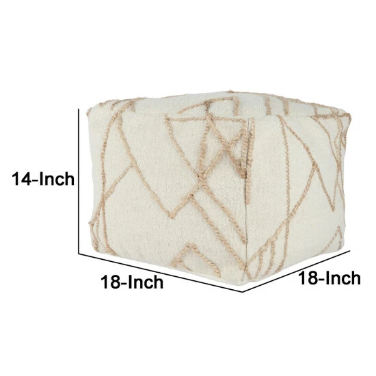 Cheap 😀 Benzara 18 Inch Square Cube Accent Pouf, Woven Abstract Jute Embroidery, Off White 🛒 7 Cheap 😀 Benzara 18 Inch Square Cube Accent Pouf, Woven Abstract Jute Embroidery, Off White 🛒 - Image 5