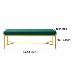 Best deal 🎁 Benzara Lola 55 Inch Modern Foyer Bench, Green Velvet Seat And Gold Metal Frame ✨ -Benzara Sales Store unnamed file 5412