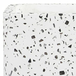 Deals ✔️ Benzara Zia 24 Inch Modern Indoor Outdoor Planter, Terrazzo Concrete Cut Out, White ✔️ -Benzara Sales Store unnamed file 5473