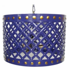 Discount 🤩 Benzara Charismatic Cutout Patterned Metal Chandelier, Blue ✨