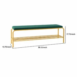 Deals 😀 Benzara Kipp 55 Inch 👟 Shoe Rack Bench, Gold Metal Frame Shelf, Green Velvet Seat ❤️ 11 Deals 😀 Benzara Kipp 55 Inch 👟 Shoe Rack Bench, Gold Metal Frame Shelf, Green Velvet Seat ❤️ -Benzara Sales Store unnamed file 5534
