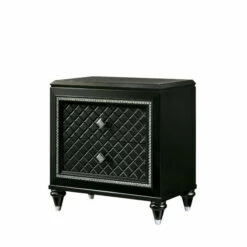 Hot Sale ⌛ Benzara Two Drawer Solid Wood Nightstand With Turned Legs, Gray And Silver 🧨