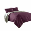 Coupon 🧨 Benzara Eva 3 Piece King Microfiber Reversible Coverlet Set, Quilted, Gray, Purple 🔔 -Benzara Sales Store unnamed file 5698