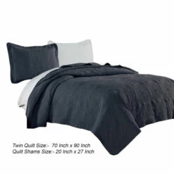 Discount ❤️ Benzara Ada 2 Piece Microfiber Twin Size Quilt Set, Mandala Embroidery, Indigo 🧨 -Benzara Sales Store unnamed file 5713