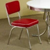 New ⌛ Benzara Leather Upholstered Metallic Retro Dining Side Chair, Red, Set Of 2 🔔 -Benzara Sales Store unnamed file 572